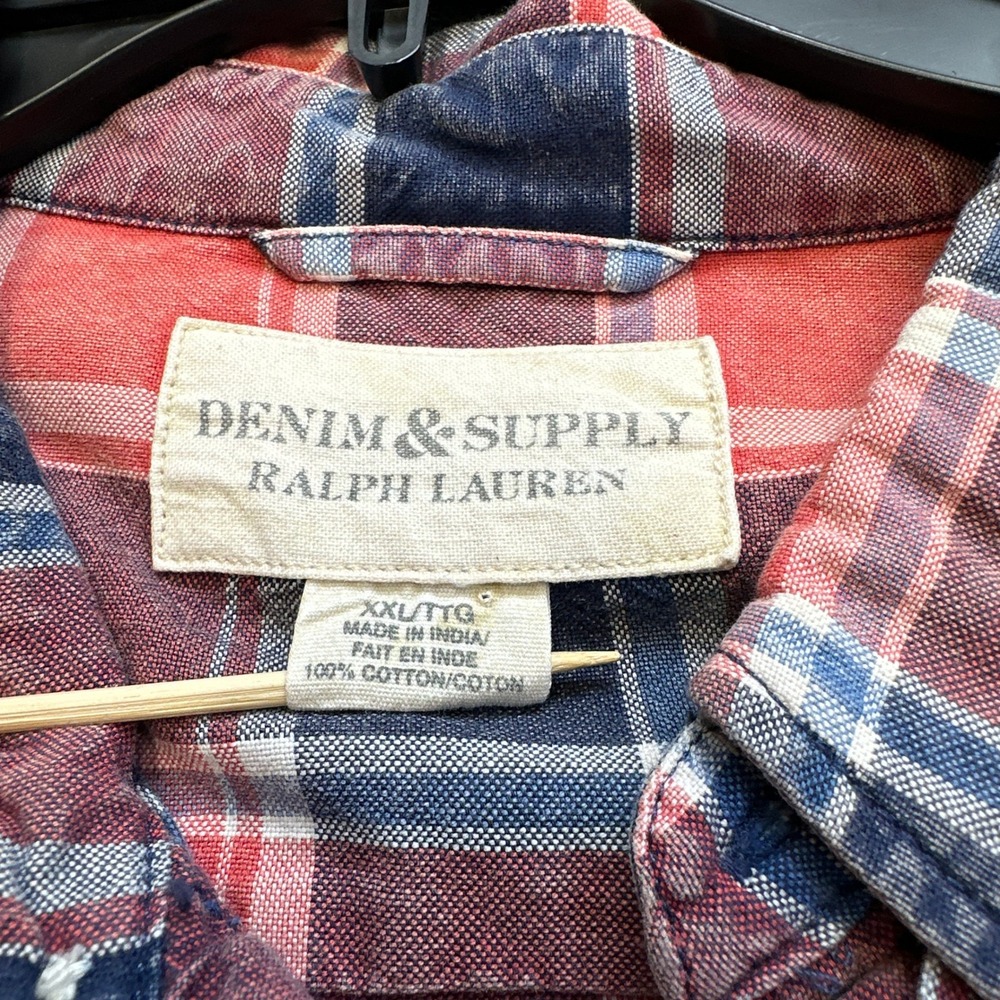 Denim &‎ Supply Ralph Lauren Mens Flannel Shirt XXL Plaid Button Up Long Sleeve - Picture 2 of 7